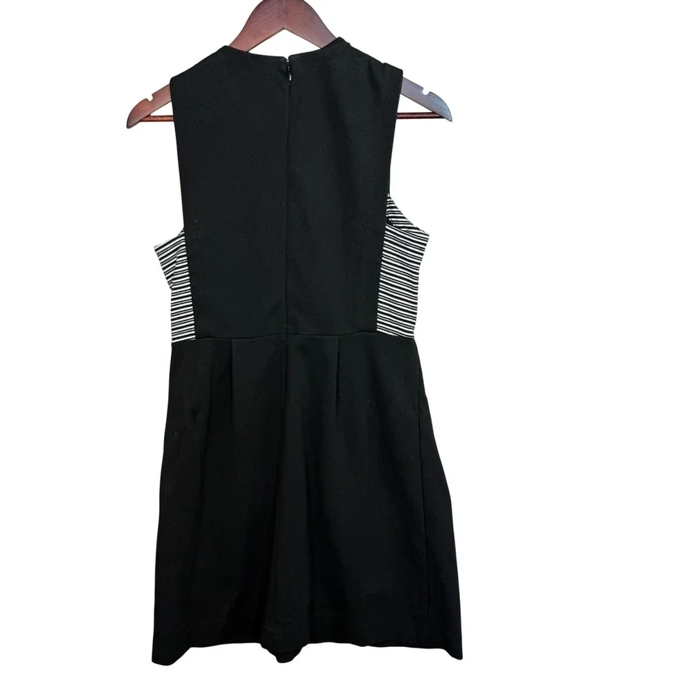 Madewell 1937 Sheath Dress Women's‎ 6 Black Sleeveless Striped Side Panels